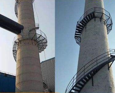 张家口烟囱平台安装基材刷防锈漆