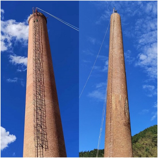 拆除高危烟囱，保障群众居住安全